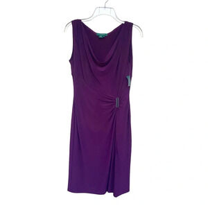 NWT Lauren Ralph Lauren Essentials Fall Raisin Sleeveless Ruching Dress SZ 10
